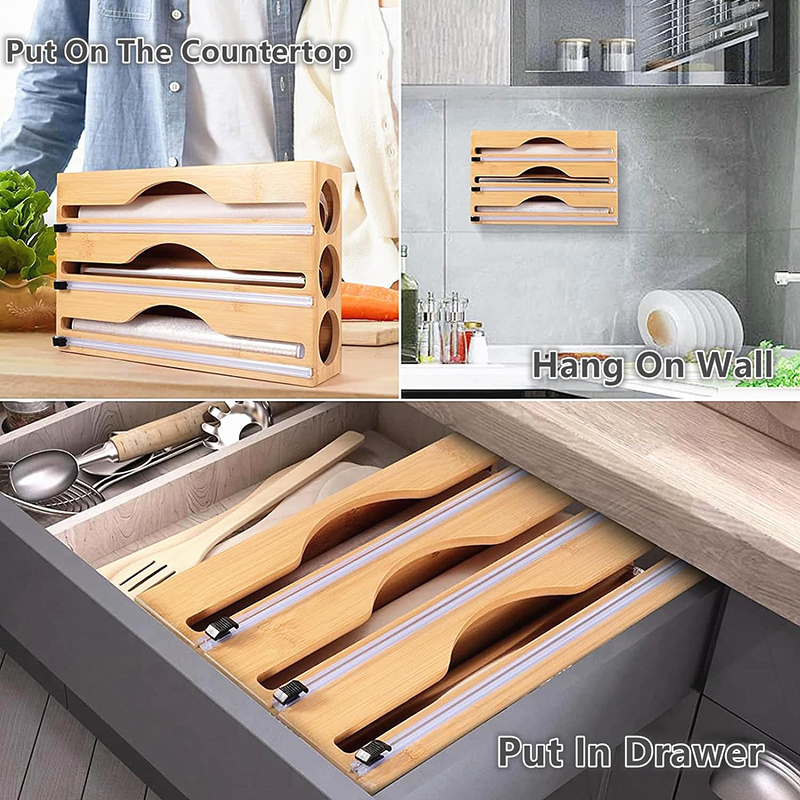 3 in 1 대나무 호일 랩 커팅 박스 벽걸이형 보관  - Woodworking Box 리뷰 및 가격