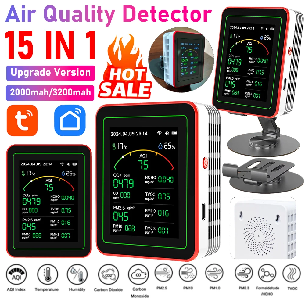 Tuya WiFi 15-in-1 실내 공기질 모니터 T - Woodworking Apps 리뷰 및 가격